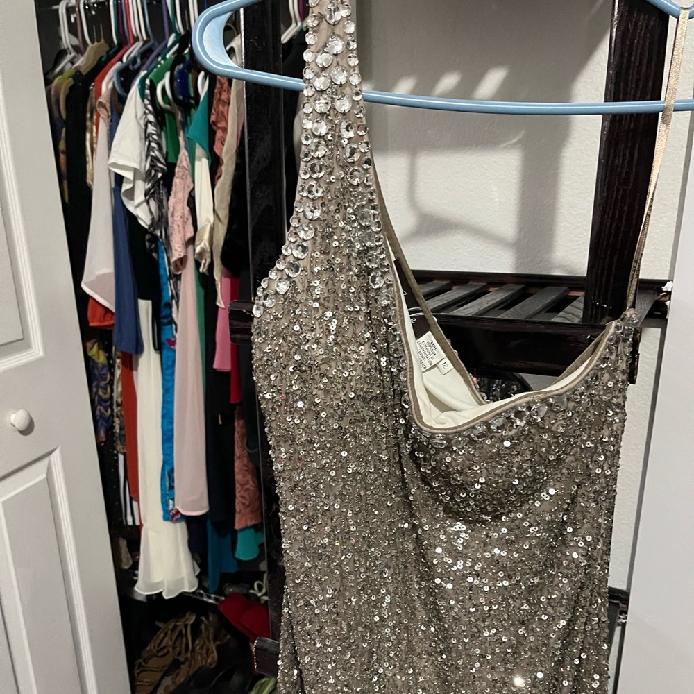 silver bedazzled sequins dress